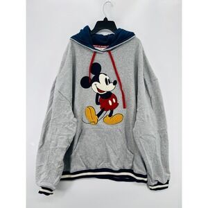 Disney Parks Fuzzy Mickey Original Varsity Hoodie Sweatshirt Men's Gray XXL